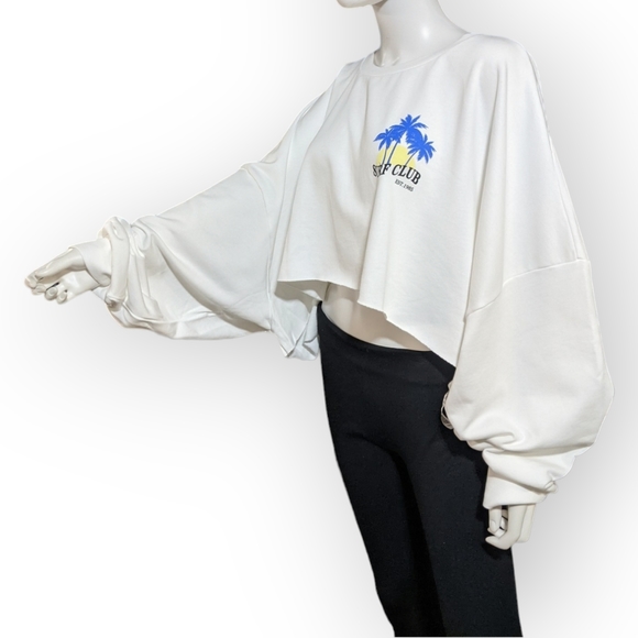 ASOS DESIGN Plus White Curve Cut-Off Sweatshirt, 26W - Picture 3 of 7